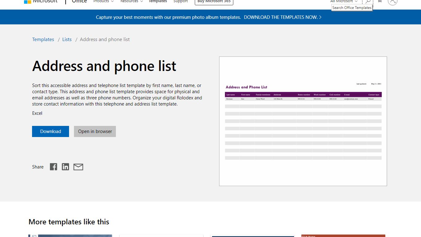 Address and phone list - templates.office.com